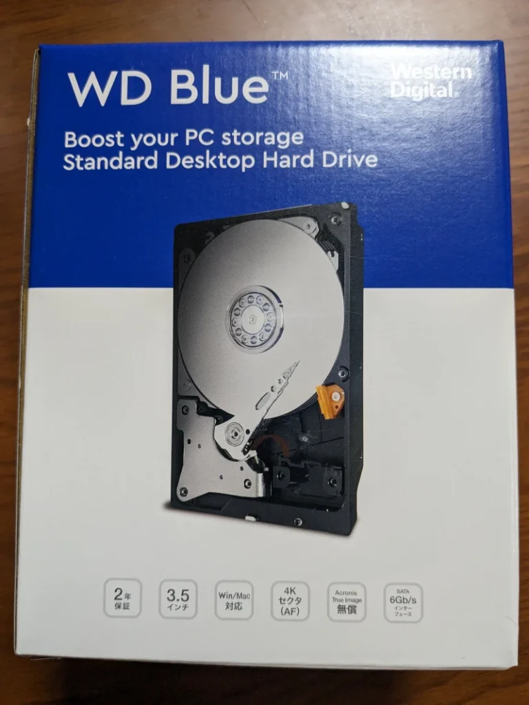 Western Digital WD Blue 6TB HDDのパッケージ、表面